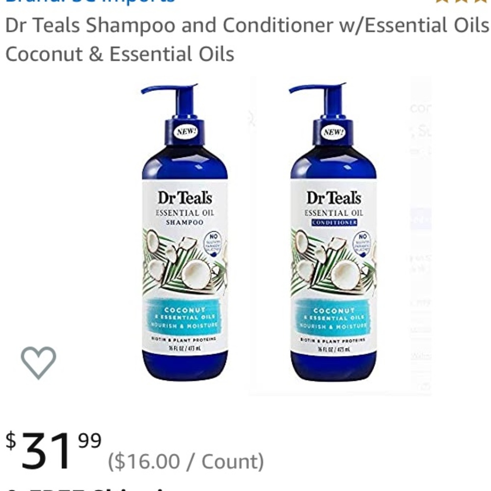 Dr. Teal’s essential oil shampoo and conditioner